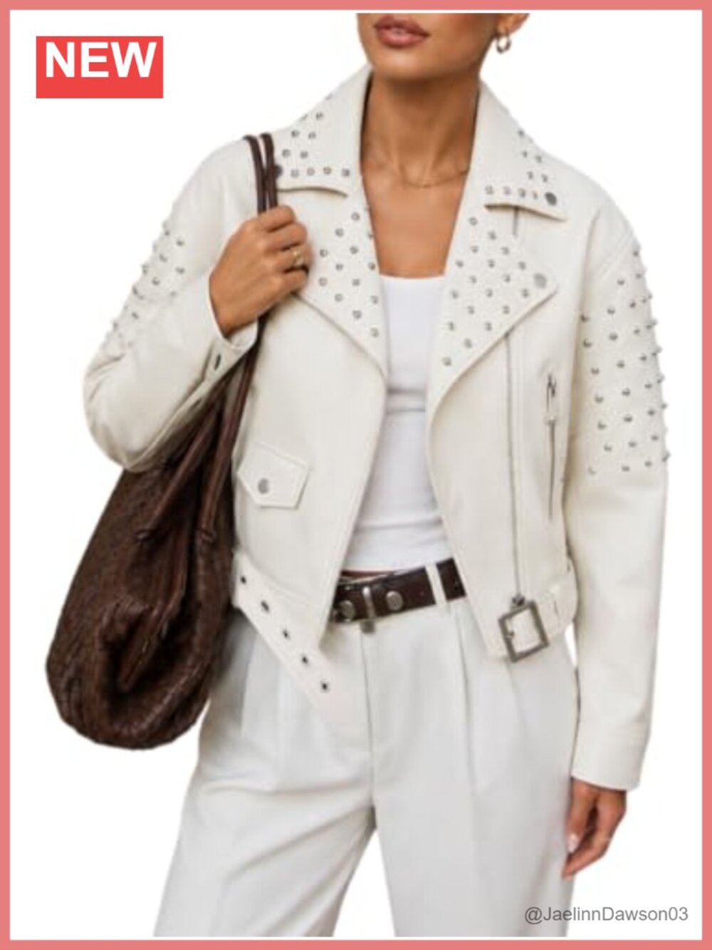 Faux Leather Moto Studded Rivet Casual Jacket